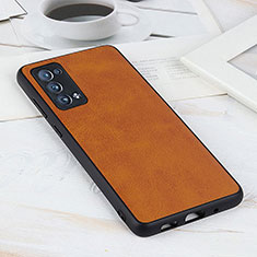 Soft Luxury Leather Snap On Case Cover B08H for Oppo Reno6 Pro 5G Brown