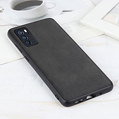 Soft Luxury Leather Snap On Case Cover B08H for Oppo Reno6 Pro 5G India Black