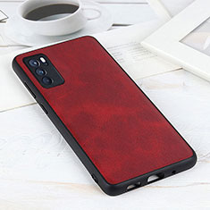 Soft Luxury Leather Snap On Case Cover B08H for Oppo Reno6 Pro 5G India Red