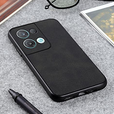 Soft Luxury Leather Snap On Case Cover B08H for Oppo Reno8 5G Black