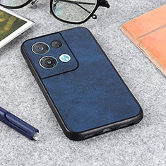 Soft Luxury Leather Snap On Case Cover B08H for Oppo Reno8 5G Blue
