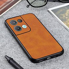 Soft Luxury Leather Snap On Case Cover B08H for Oppo Reno9 5G Brown