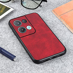 Soft Luxury Leather Snap On Case Cover B08H for Oppo Reno9 Pro+ Plus 5G Red