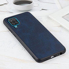 Soft Luxury Leather Snap On Case Cover B08H for Samsung Galaxy A12 Blue