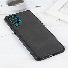 Soft Luxury Leather Snap On Case Cover B08H for Samsung Galaxy F12 Black