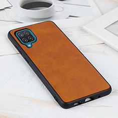 Soft Luxury Leather Snap On Case Cover B08H for Samsung Galaxy F12 Brown