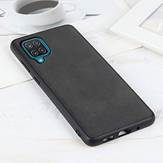 Soft Luxury Leather Snap On Case Cover B08H for Samsung Galaxy M12 Black