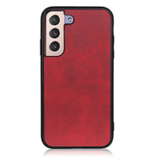 Soft Luxury Leather Snap On Case Cover B08H for Samsung Galaxy S22 5G Red