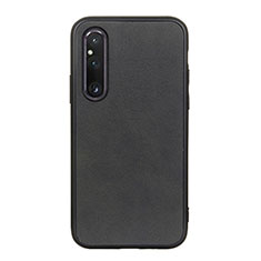 Soft Luxury Leather Snap On Case Cover B08H for Sony Xperia 1 V Black