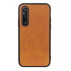 Soft Luxury Leather Snap On Case Cover B08H for Sony Xperia 1 V Brown