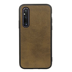 Soft Luxury Leather Snap On Case Cover B08H for Sony Xperia 1 V Green