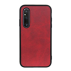 Soft Luxury Leather Snap On Case Cover B08H for Sony Xperia 1 V Red