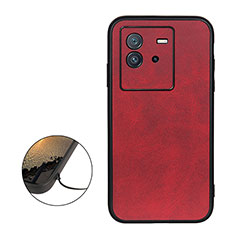 Soft Luxury Leather Snap On Case Cover B08H for Vivo iQOO Neo6 5G Red