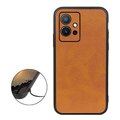 Soft Luxury Leather Snap On Case Cover B08H for Vivo iQOO Z6 5G Brown