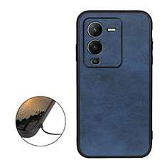 Soft Luxury Leather Snap On Case Cover B08H for Vivo V25 Pro 5G Blue
