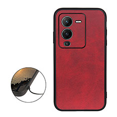 Soft Luxury Leather Snap On Case Cover B08H for Vivo V25 Pro 5G Red