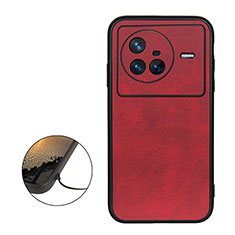 Soft Luxury Leather Snap On Case Cover B08H for Vivo X80 5G Red