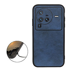 Soft Luxury Leather Snap On Case Cover B08H for Vivo X80 Pro 5G Blue