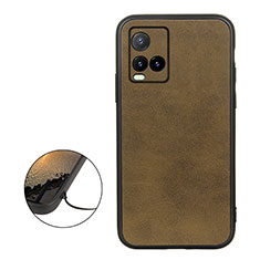 Soft Luxury Leather Snap On Case Cover B08H for Vivo Y21 Green