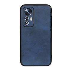 Soft Luxury Leather Snap On Case Cover B08H for Xiaomi Mi 12 5G Blue