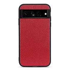 Soft Luxury Leather Snap On Case Cover B11H for Google Pixel 7 Pro 5G Red