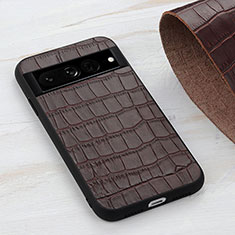 Soft Luxury Leather Snap On Case Cover B12H for Google Pixel 7 Pro 5G Brown