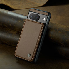 Soft Luxury Leather Snap On Case Cover C01S for Google Pixel 8 5G Brown