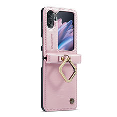 Soft Luxury Leather Snap On Case Cover C01S for Oppo Find N2 Flip 5G Rose Gold