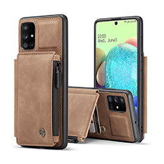 Soft Luxury Leather Snap On Case Cover C01S for Samsung Galaxy A71 4G A715 Light Brown