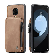 Soft Luxury Leather Snap On Case Cover C01S for Xiaomi Poco M2 Pro Light Brown