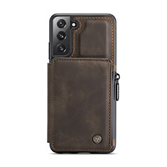 Soft Luxury Leather Snap On Case Cover C02S for Samsung Galaxy S22 5G Brown