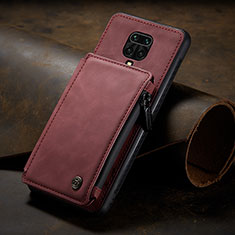 Soft Luxury Leather Snap On Case Cover C02S for Xiaomi Redmi Note 9 Pro Red