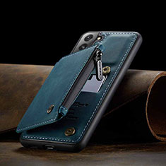 Soft Luxury Leather Snap On Case Cover C03S for Samsung Galaxy S21 5G Blue