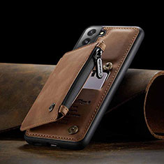 Soft Luxury Leather Snap On Case Cover C03S for Samsung Galaxy S21 FE 5G Light Brown