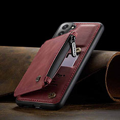Soft Luxury Leather Snap On Case Cover C03S for Samsung Galaxy S22 5G Red
