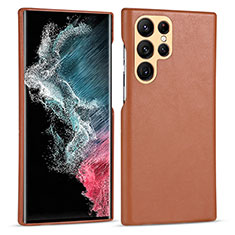 Soft Luxury Leather Snap On Case Cover C05 for Samsung Galaxy S21 Ultra 5G Brown