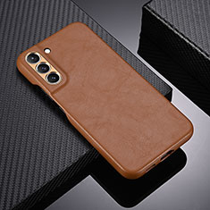 Soft Luxury Leather Snap On Case Cover C06 for Samsung Galaxy S22 5G Brown