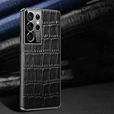 Soft Luxury Leather Snap On Case Cover C09 for Samsung Galaxy S21 Ultra 5G Black
