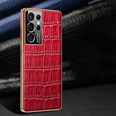 Soft Luxury Leather Snap On Case Cover C09 for Samsung Galaxy S21 Ultra 5G Red
