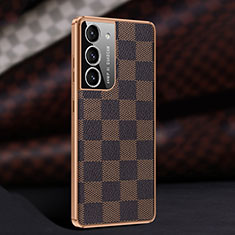 Soft Luxury Leather Snap On Case Cover C11 for Samsung Galaxy S23 Plus 5G Brown