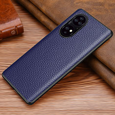Soft Luxury Leather Snap On Case Cover DL1 for Huawei P50 Pro Blue