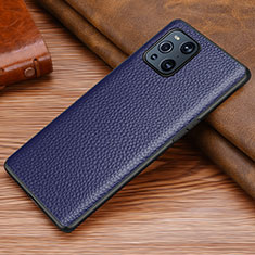Soft Luxury Leather Snap On Case Cover DL1 for Oppo Find X3 Pro 5G Blue