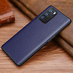 Soft Luxury Leather Snap On Case Cover DL1 for Oppo Reno6 5G Blue