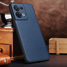 Soft Luxury Leather Snap On Case Cover DL1 for Oppo Reno9 Pro 5G Blue