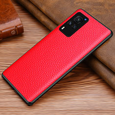 Soft Luxury Leather Snap On Case Cover DL1 for Vivo X60 Pro 5G Red