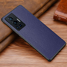 Soft Luxury Leather Snap On Case Cover DL1 for Vivo X70 Pro 5G Blue