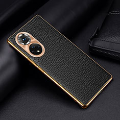 Soft Luxury Leather Snap On Case Cover DL2 for Huawei Honor 50 5G Black