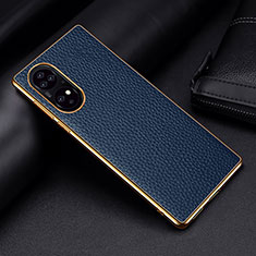 Soft Luxury Leather Snap On Case Cover DL2 for Huawei P50 Pro Blue