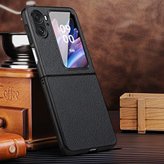 Soft Luxury Leather Snap On Case Cover DL2 for Oppo Find N2 Flip 5G Black