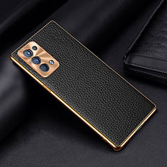 Soft Luxury Leather Snap On Case Cover DL2 for Oppo Reno6 Pro 5G Black